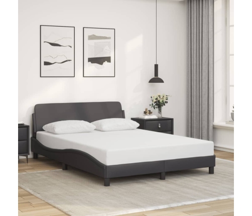 vidaXL Estructura de cama con cabecero cuero sintético gris 140x200cm