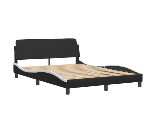 vidaXL Estructura cama cabecero cuero sintético negro blanco 140x200cm