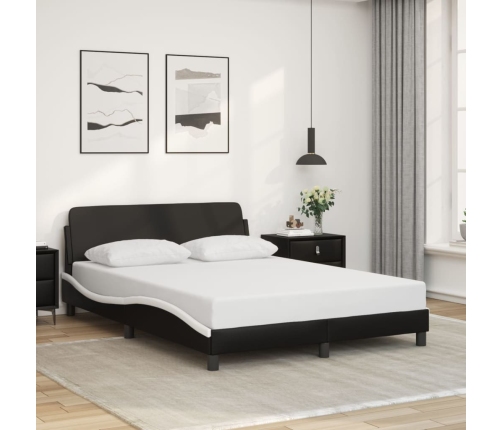 vidaXL Estructura cama cabecero cuero sintético negro blanco 140x200cm