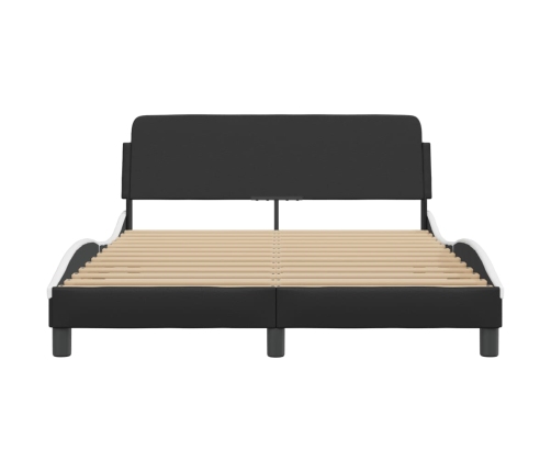 vidaXL Estructura cama cabecero cuero sintético negro blanco 140x200cm