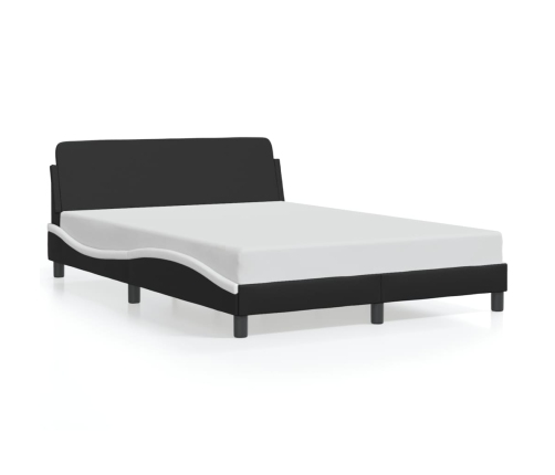 vidaXL Estructura cama cabecero cuero sintético negro blanco 140x200cm