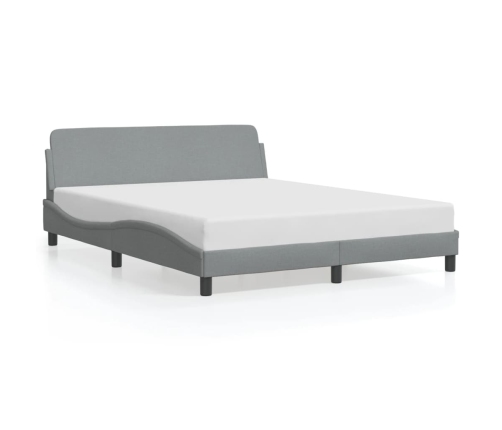 Estructura de cama con cabecero tela gris claro 160x200 cm