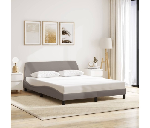 Estructura de cama con cabecero de tela gris taupe 160x200 cm