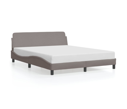 Estructura de cama con cabecero de tela gris taupe 160x200 cm