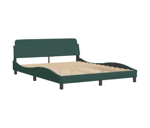 Estructura cama sin colchón terciopelo verde oscuro 160x200 cm