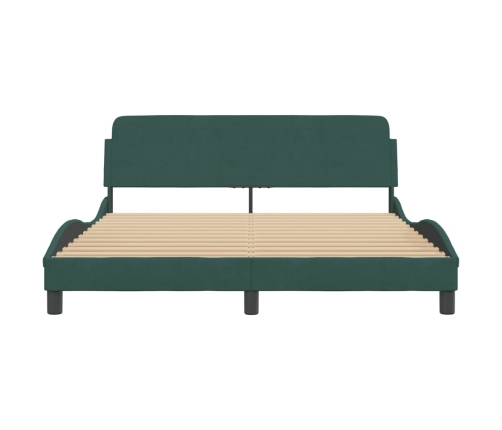 Estructura cama sin colchón terciopelo verde oscuro 160x200 cm