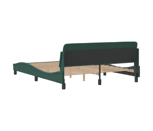 Estructura cama sin colchón terciopelo verde oscuro 160x200 cm