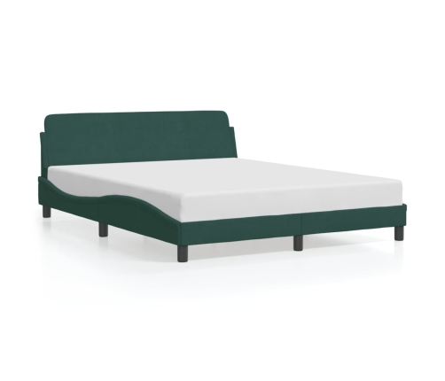 Estructura cama sin colchón terciopelo verde oscuro 160x200 cm