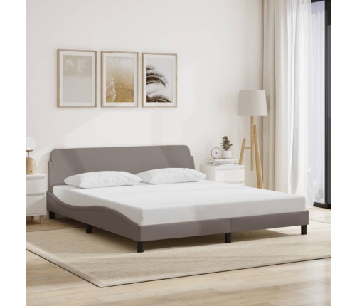 Cama sin colchón tela gris taupe 180x200 cm