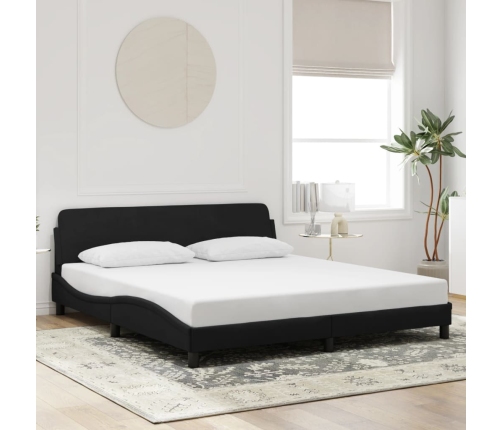 Estructura de cama sin colchón terciopelo negro 180x200 cm