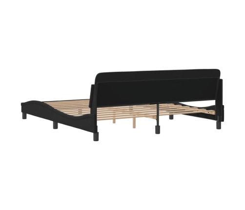 Estructura de cama sin colchón terciopelo negro 180x200 cm