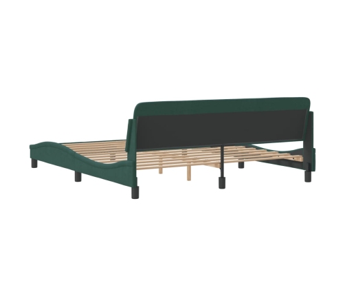 Estructura cama sin colchón terciopelo verde oscuro 180x200 cm