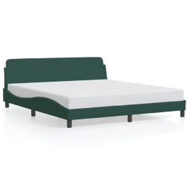 Estructura cama sin colchón terciopelo verde oscuro 180x200 cm