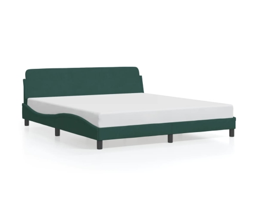 Estructura cama sin colchón terciopelo verde oscuro 180x200 cm