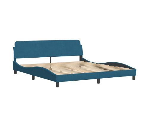 vidaXL Estructura de cama con cabecero terciopelo azul 180x200 cm