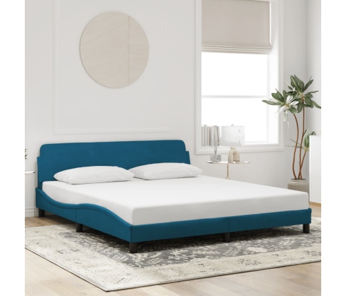 Cama con cabecero sin colchón terciopelo azul 180x200 cm