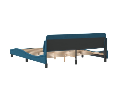 vidaXL Estructura de cama con cabecero terciopelo azul 180x200 cm