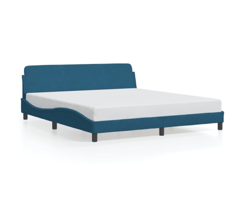 vidaXL Estructura de cama con cabecero terciopelo azul 180x200 cm