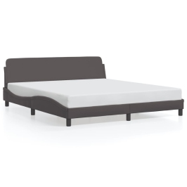 Estructura de cama sin colchón cuero sintético gris 180x200 cm