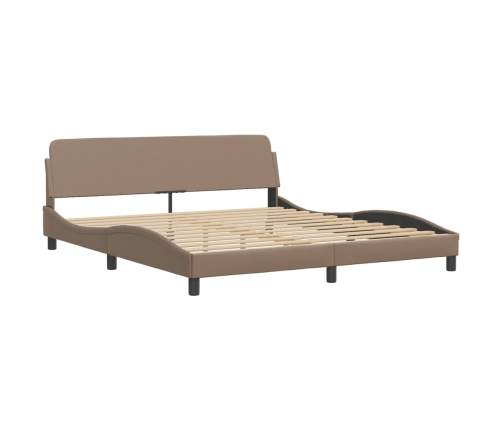 Estructura cama sin colchón cuero sintético capuchino 180x200cm