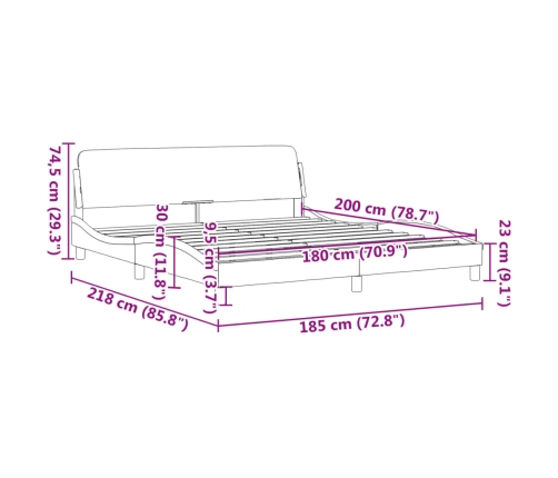 Estructura cama sin colchón cuero sintético capuchino 180x200cm