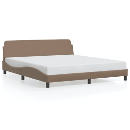 Estructura cama sin colchón cuero sintético capuchino 180x200cm