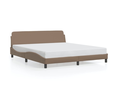 Estructura cama sin colchón cuero sintético capuchino 180x200cm