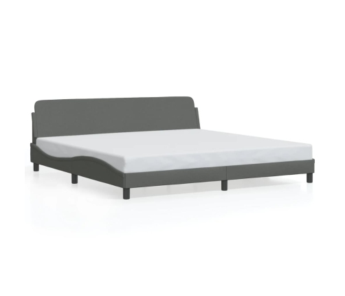 Cama sin colchón tela gris oscuro 200x200 cm