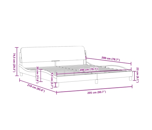 Estructura de cama sin colchón terciopelo gris claro 200x200 cm