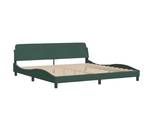 Estructura cama sin colchón terciopelo verde oscuro 200x200 cm