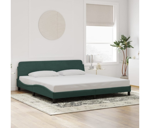 Estructura cama sin colchón terciopelo verde oscuro 200x200 cm