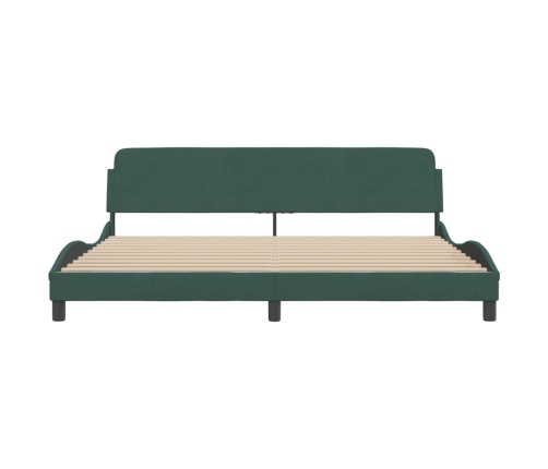 Estructura cama sin colchón terciopelo verde oscuro 200x200 cm