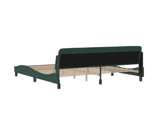 Estructura cama sin colchón terciopelo verde oscuro 200x200 cm