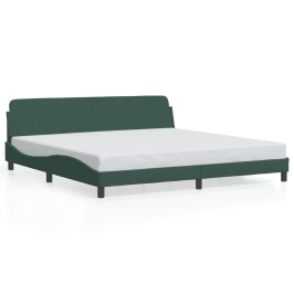 Estructura cama sin colchón terciopelo verde oscuro 200x200 cm