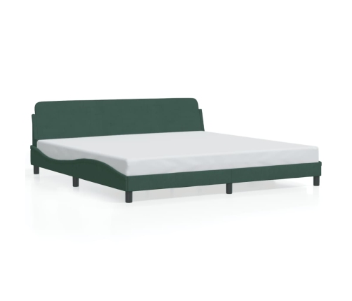 Estructura cama sin colchón terciopelo verde oscuro 200x200 cm