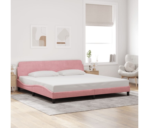 Estructura cama sin colchón terciopelo rosa 200x200 cm