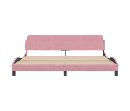 Estructura cama sin colchón terciopelo rosa 200x200 cm