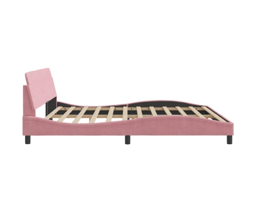 Estructura cama sin colchón terciopelo rosa 200x200 cm