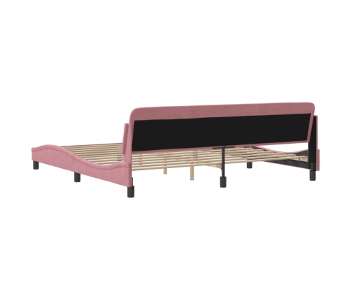 Estructura cama sin colchón terciopelo rosa 200x200 cm