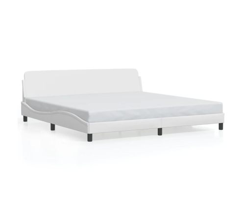 Estructura de cama sin colchón cuero sintético blanco 200x200cm