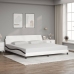 Cama sin colchón cuero sintético blanco negro 200x200 cm