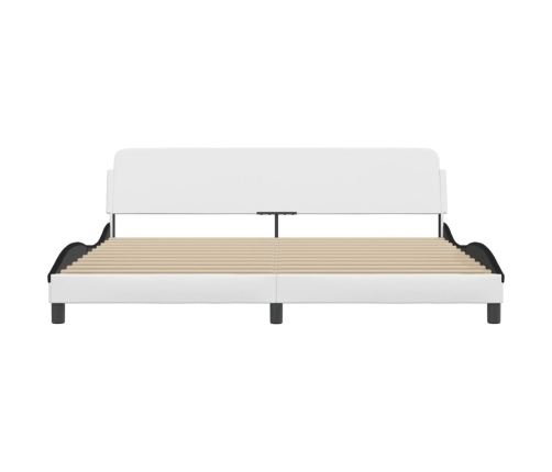 Cama sin colchón cuero sintético blanco negro 200x200 cm