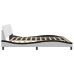 Cama sin colchón cuero sintético blanco negro 200x200 cm
