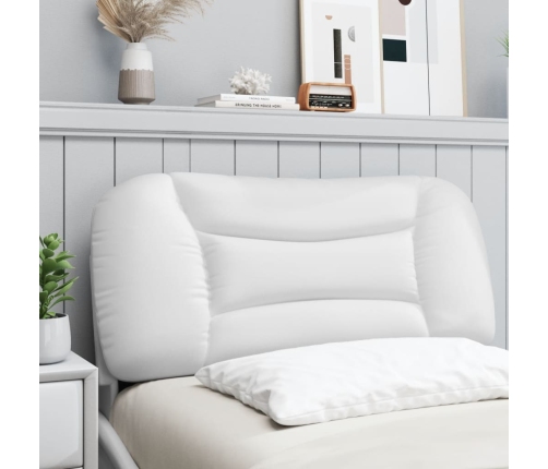 Cabecero de cama acolchado cuero sintético blanco 80 cm