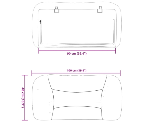 Cabecero de cama acolchado tela gris claro 90 cm