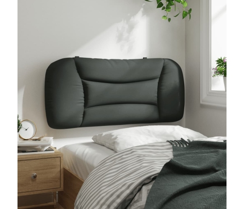 Cabecero de cama acolchado tela gris oscuro 90 cm