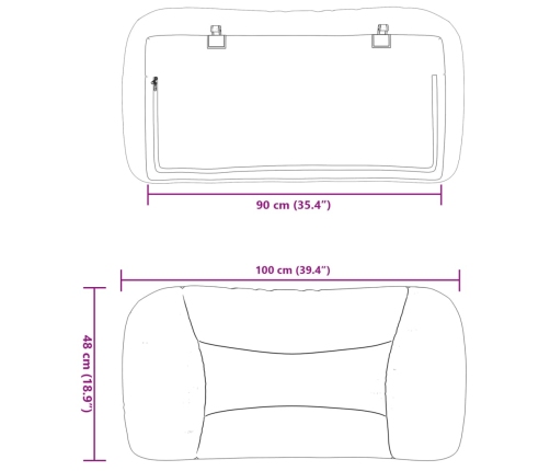 Cabecero de cama acolchado tela azul 90 cm