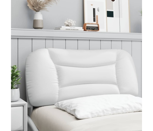 Cabecero de cama acolchado cuero sintético blanco 90 cm