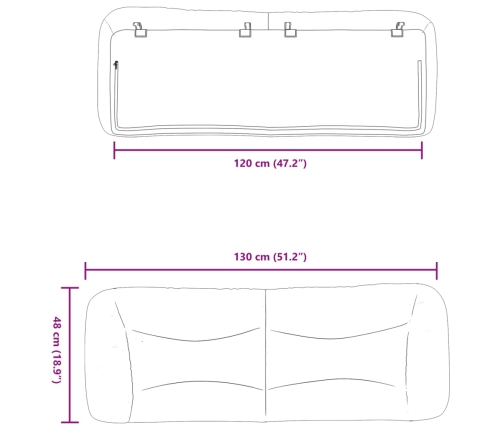 Cabecero de cama acolchado tela gris claro 120 cm