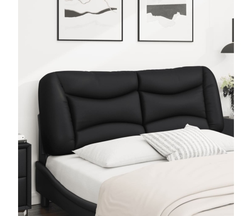 Cabecero de cama acolchado cuero sintético negro 120 cm